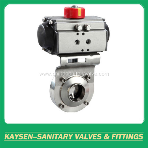 Hygienic Aluminium Pneumatic Butterfly Valve Weld 3A/SMS/ISO